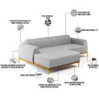 Sofá 3 Lugares Com Chaise Esquerdo 245cm Cinza - 5