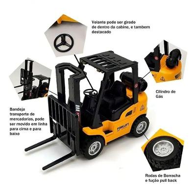 Brinquedo Forklift Miniatura com Fricção Empilhadeira de Metal Amarelo Estrela 13CM