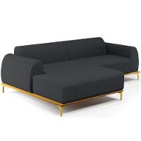 Sofá 3 Lugares Com Chaise Esquerdo 230cm Chumbo - 1