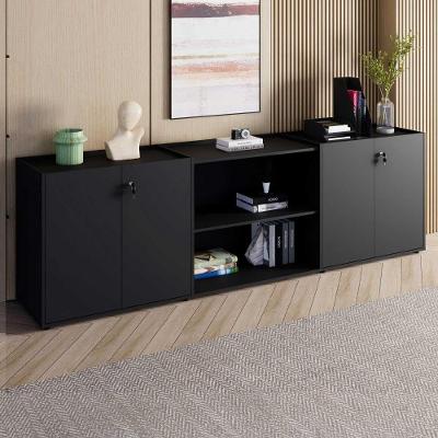 Armário para Escritório F5 4 Portas 2 Prateleiras MDP 240CM Preto F5 Office