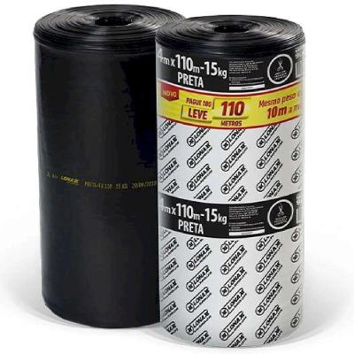 Lona Plástica 4x110m 12kg 27,27 Micras Uso Geral Preto para Construção Civil e Agronegócio