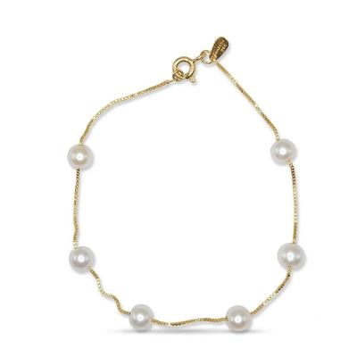 Pulseira CADG005898VD49 em Prata 925 com Pérolas Biwas 6.0MM Dourado