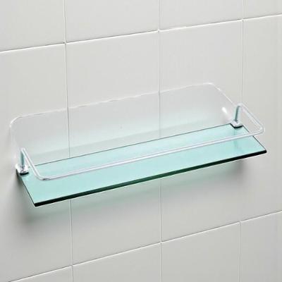 Porta Shampoo Mais de Casa com Prateleira de Vidro 8mm em Alumínio Maciço Polido 25CM
