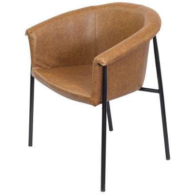 Poltrona Reno com Assento Acolchoado em PU Caramelo com Pés Retos Confortável OR Design