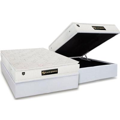 Cama Box com Baú Casal Corano White Pillow Top Molas Ensacadas Branco Luckspuma 138CM