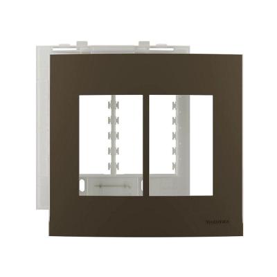Placa com Suporte Margirius Sleek para 6 Módulos Horizontais Marrom 4X4 com Acabamento Alto Brilho