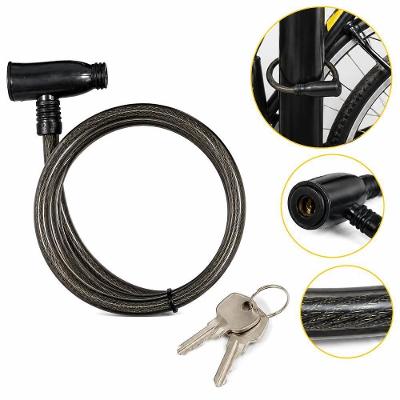 Cadeado para Bicicleta Cabo de Aço com Chave Segurança Cabo Flexível Preto 80CM