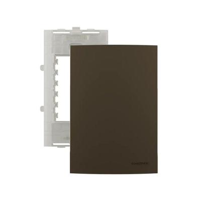 Placa Cega Sleek com Suporte Acabamento Alto Brilho Marrom Margirius
