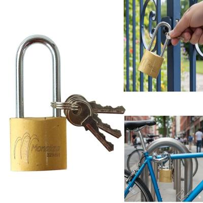 Cadeado 32mm Haste Longa Alta Segurança Latão Maciço e Aço Carbono Dourado 3 Chaves Bivolt