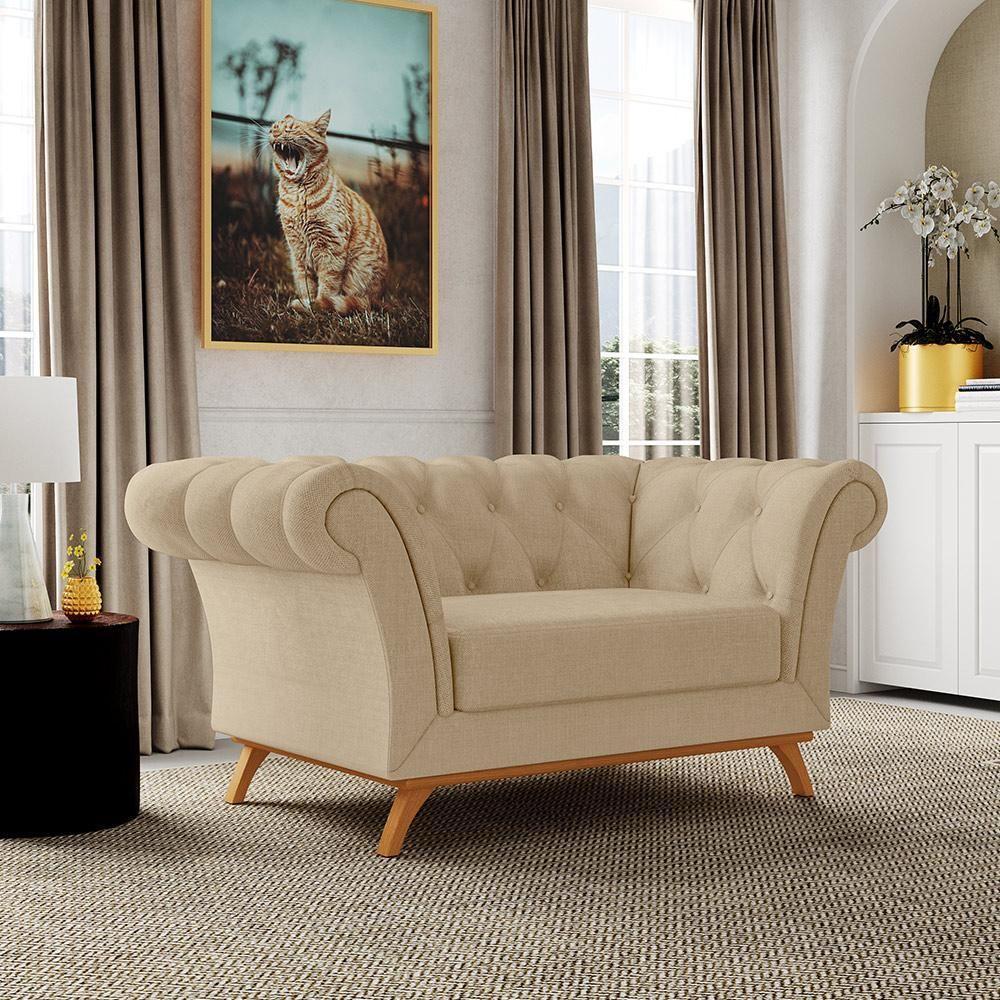 Sofá 2 Lugares Para Sala De Estar Império 150 Cm Bege C-129 - 7