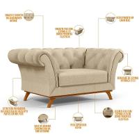 Sofá 2 Lugares Para Sala De Estar Império 150 Cm Bege C-129 - 5