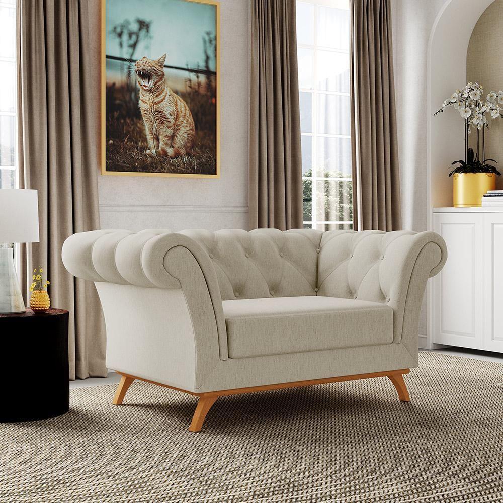 Sofá 2 Lugares Para Sala De Estar Império 150 Cm Bege C-107 - 8