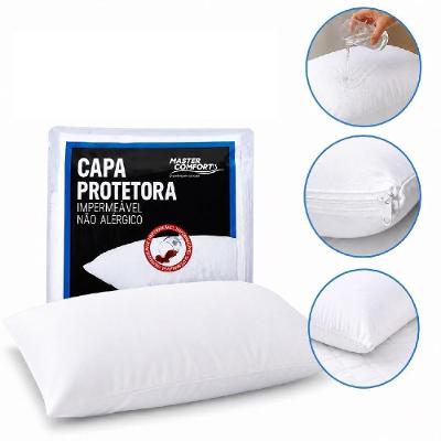Capa Protetora para Travesseiro 70x50CM Impermeável com Zíper Antiálergica Lavável Tecido Respirável