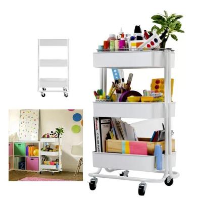 Carrinho Organizador Multiuso 3 Prateleiras em Aço com Rodízios para Sala e Quarto Branco