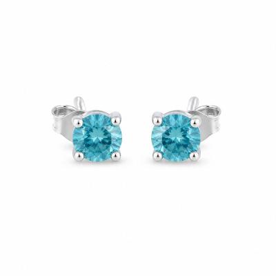 Brincos CADB000271VD19 Prata 925 Ponto de Luz Turquesa Feminino