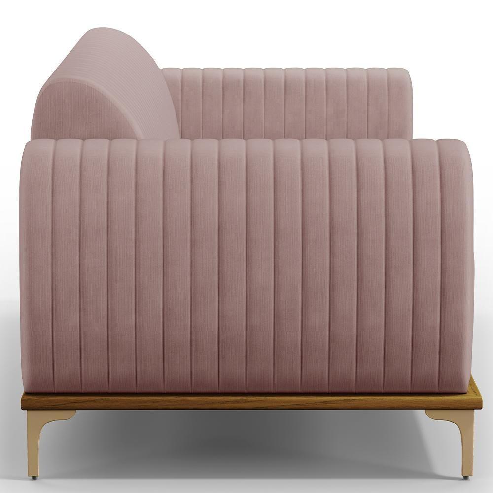 Sofá 2 Lugares Molino 150 Cm Pés D'ouro Veludo Rosê C-305 - 3