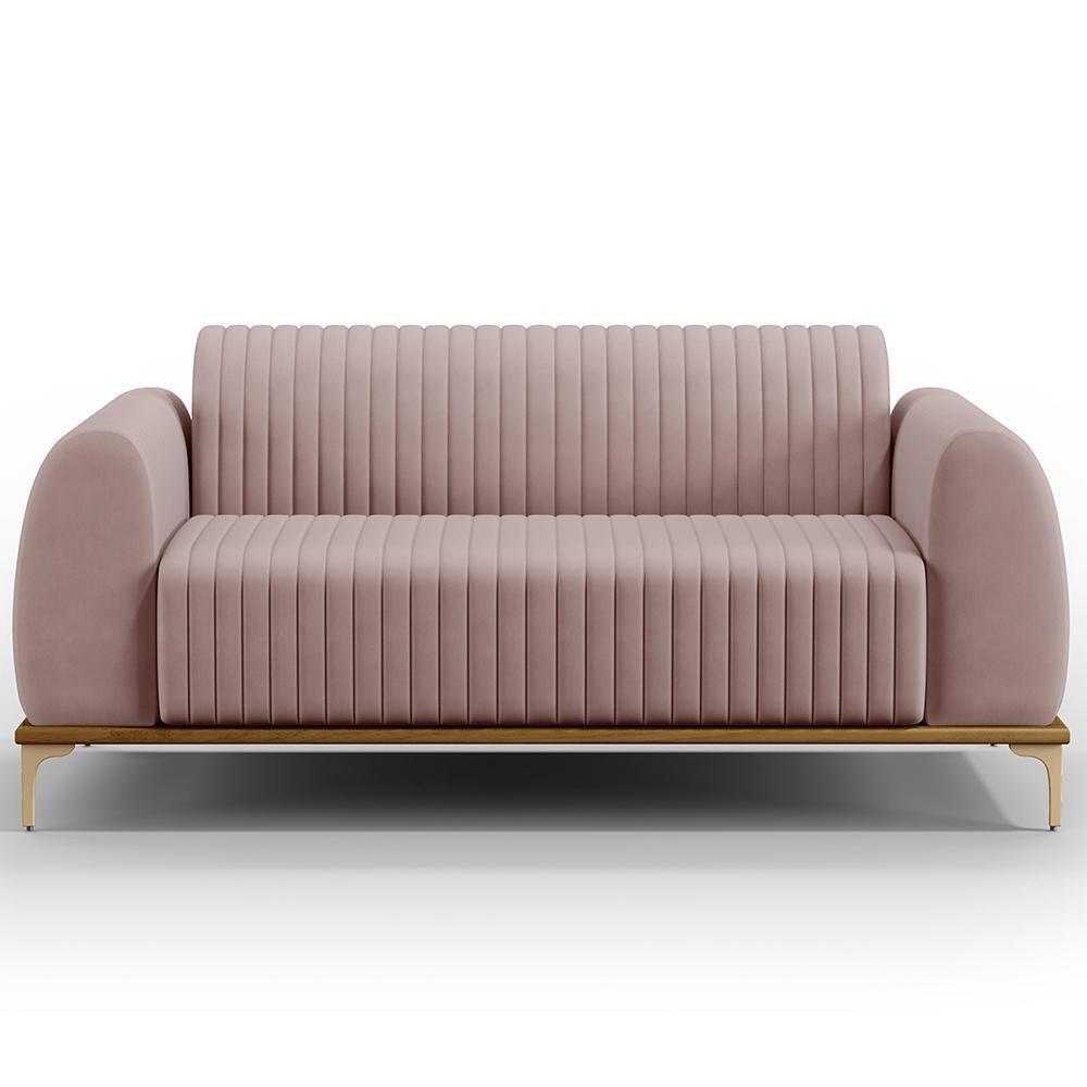 Sofá 2 Lugares Molino 150 Cm Pés D'ouro Veludo Rosê C-305 - 6