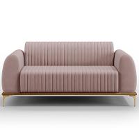 Sofá 2 Lugares Molino 150 Cm Pés D'ouro Veludo Rosê C-305 - 6