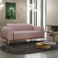 Sofá 2 Lugares Molino 150 Cm Pés D'ouro Veludo Rosê C-305 - 7