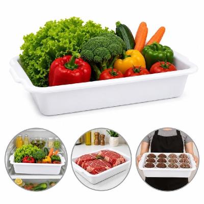 Bandeja Multiuso Organizadora Frigorífica para Carnes e Frios Branca Plástico Resistente 5,8L