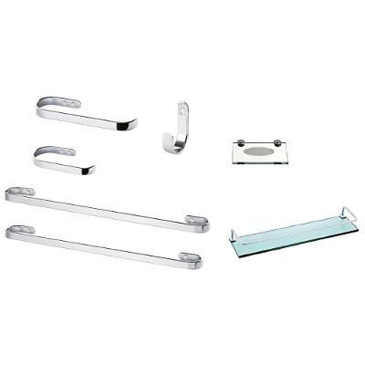 Kit Acessórios para Banheiro 7 Peças Linha Quadrada Inox Mais de Casa