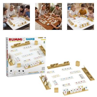 Jogo de Tabuleiro Rummi Game Kub com 106 Cartas em MDF e 4 Suportes Organizadores