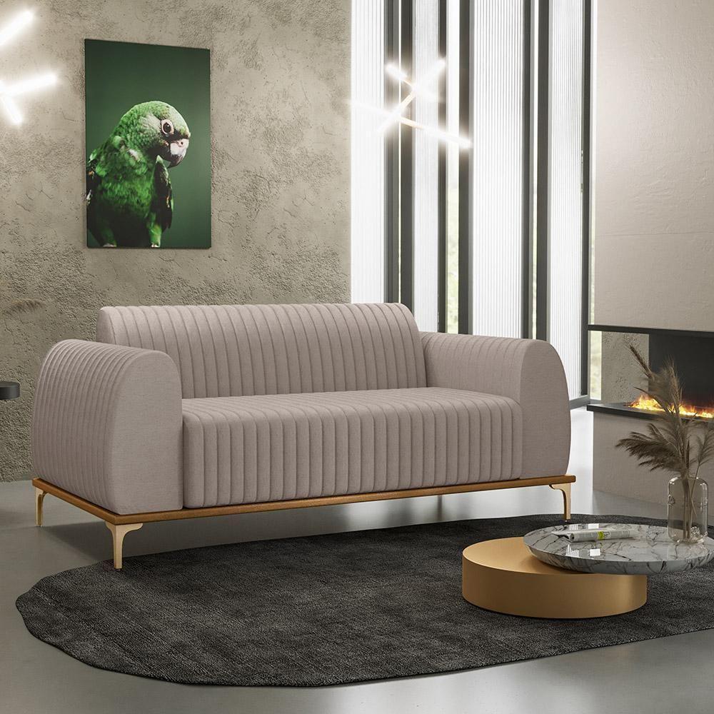 Sofá 2 Lugares Molino 150 Cm Pés D'ouro Bege C-107 - 7