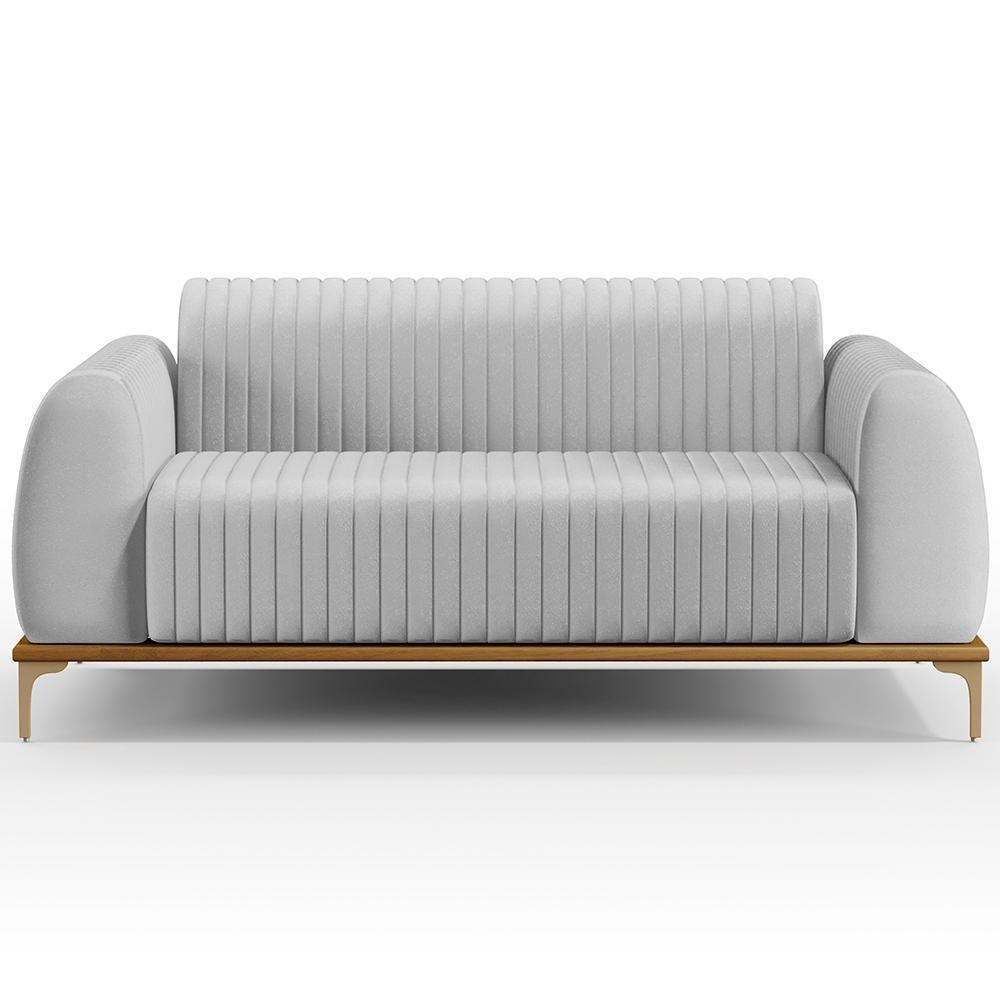 Sofá 2 Lugares Molino 150 Cm Pés D'ouro Cinza D-315 - 6