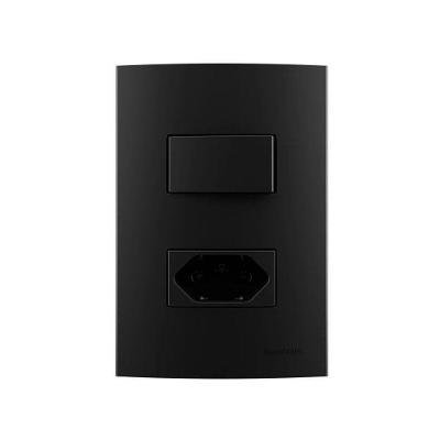 Interruptor Simples + Tomada Clean 10A 2P+T Preto Margirius
