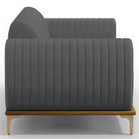 Sofá 2 Lugares Molino 150 Cm Pés D'ouro Veludo Cinza C-317 - 3