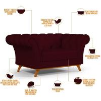 Sofá 2 Lugares Império 150 Cm Veludo Marsala C-278 - 5