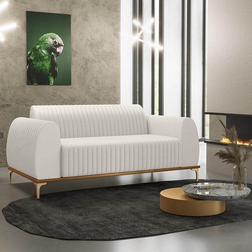 Sofá 2 Lugares Molino 150 Cm Pés D'ouro Cru C-443 - 7