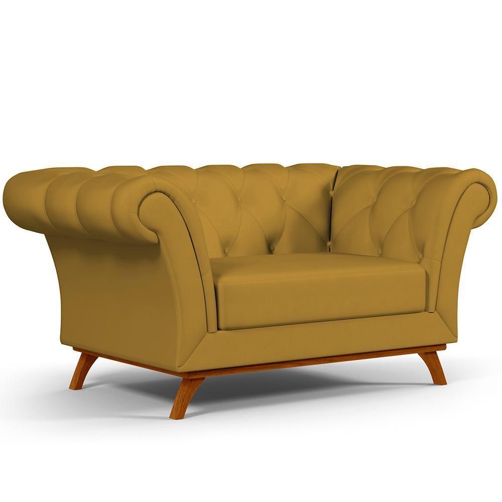Sofá 2 Lugares Império 150 Cm Veludo Mostarda C-260 - 1