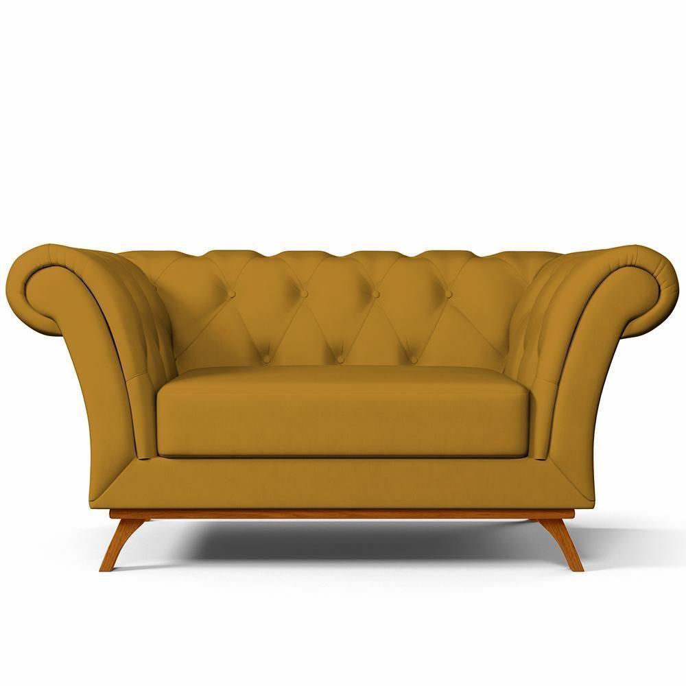 Sofá 2 Lugares Império 150 Cm Veludo Mostarda C-260 - 6