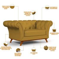 Sofá 2 Lugares Império 150 Cm Veludo Mostarda C-260 - 5