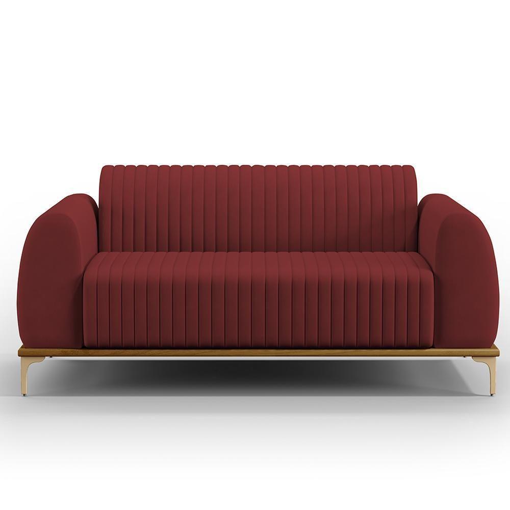 Sofá 2 Lugares Molino 150 Cm Pés D'ouro Marsala C-278 - 6