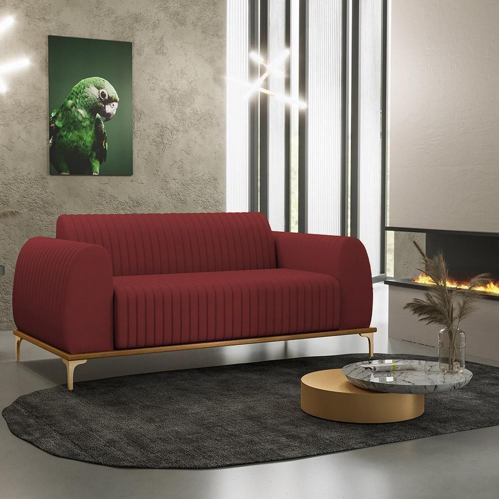 Sofá 2 Lugares Molino 150 Cm Pés D'ouro Marsala C-278 - 7