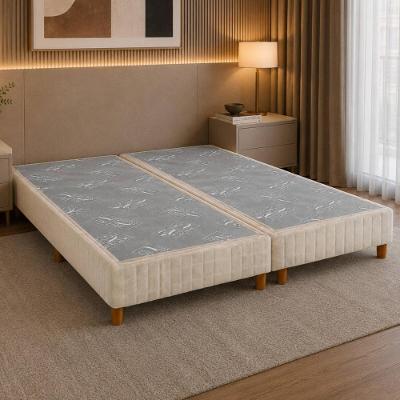 Base para Cama Box King Bipartida CR462E Estrutura em Madeira Bege Multimóveis