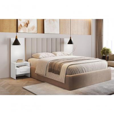 Painel Cama Box Casal Everest com 2 Mesas de Cabeceira MDF-MDP Moderno Branco