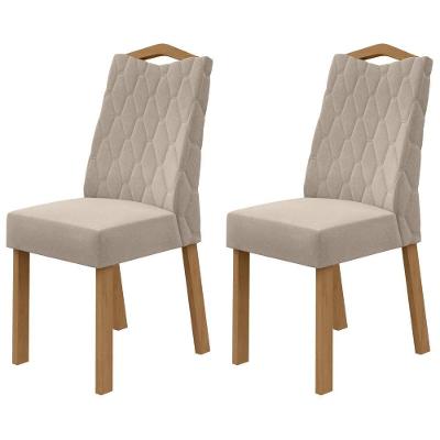 Conjunto 2 Cadeiras Venus Estrutura MDF-MDP Tecido Veludo Naturale Amêndoa Móveis Lopas