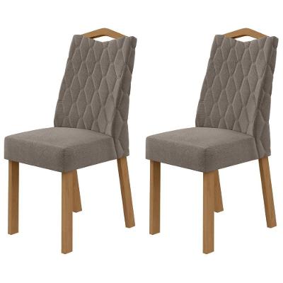 Conjunto 2 Cadeiras Venus Estrutura em MDF-MDP Estofado em Suede Animale Amêndoa Móveis Lopas