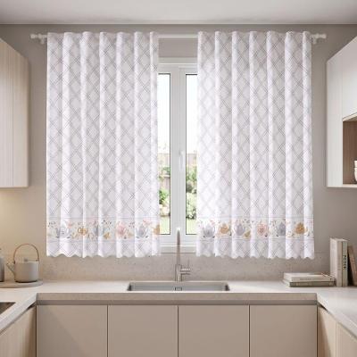 Cortina Curta Luna Estampada 2,20m X 1,20m Poliéster para Cozinha Bege Bella Janela