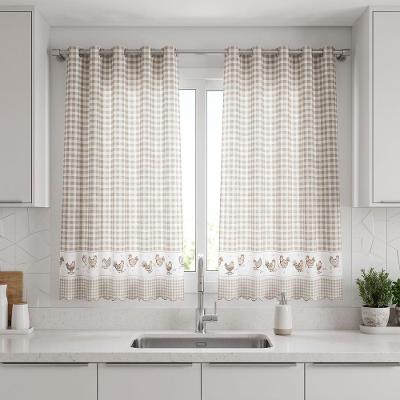 Cortina Curta Luna 2,20m X 1,20m Poliéster para Cozinha Cinza Bella Janela