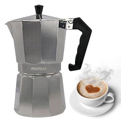 Cafeteira Italiana Moka Faz Café Fresco Express em Alumínio 9 Xícaras para Cozinha Dourada Fratelli