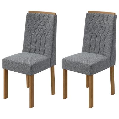 Cadeira Exclusive 2.3 Estrutura MDF-MDP Tecido Linho Cinza Amendoa Móveis Lopas 2 UNIDADES