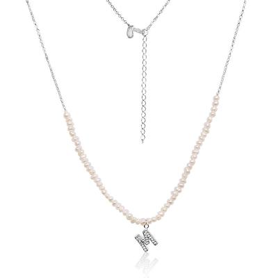 Gargantilha CADG009528VD153 em Prata 925 com Pérolas Biwa e Zircônias Personalizada 45CM Feminino