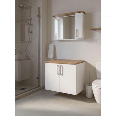 Gabinete para Banheiro Paris com Espelheira 2 Portas MDF 80CM On Móveis