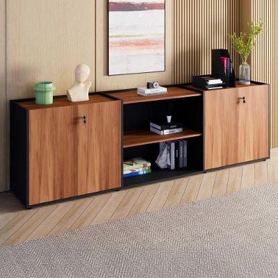 Armário para Escritório F5 4 Portas MDP 240CM Nogal com Preto F5 Office