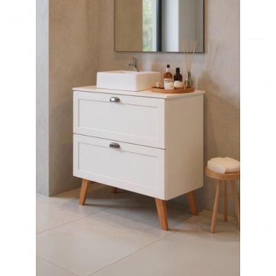 Gabinete para Banheiro Milano com Tampo e Cuba 3 Gavetas MDF 80CM Branco On Móveis