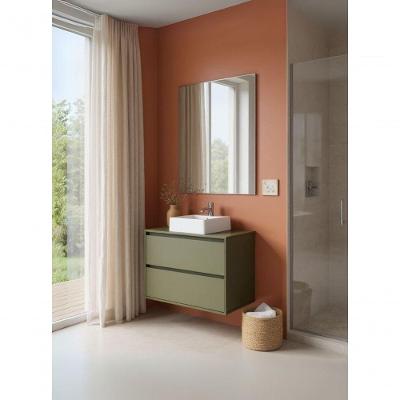 Gabinete para Banheiro Dubai 1 Portas 1 Gaveta MDF 80CM Verde com Cuba On Móveis